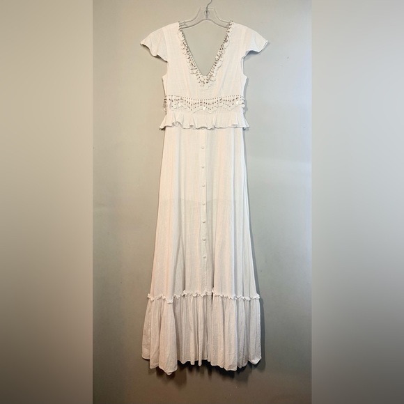 Bless the Mess Dresses & Skirts - Bless the Mess White Maxi fringe Ruffle Summer Dress - Barcelona Spain